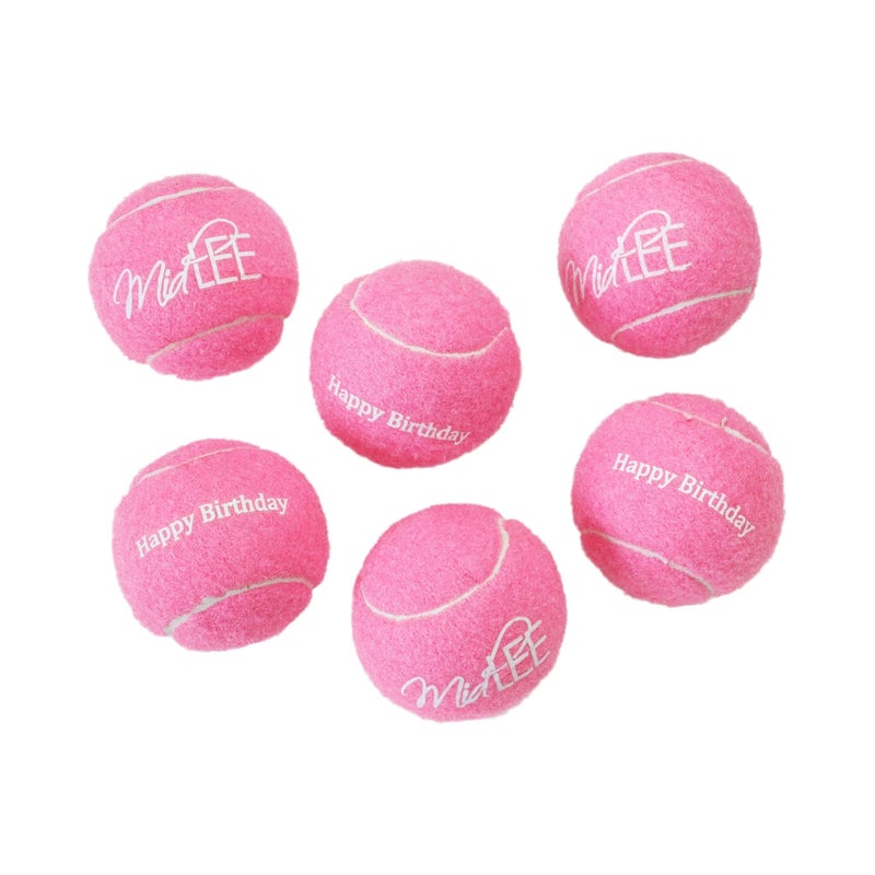 Midlee Happy Birthday Dog Tennis Balls (6 Pack) (Regular, Pink) - Image 1